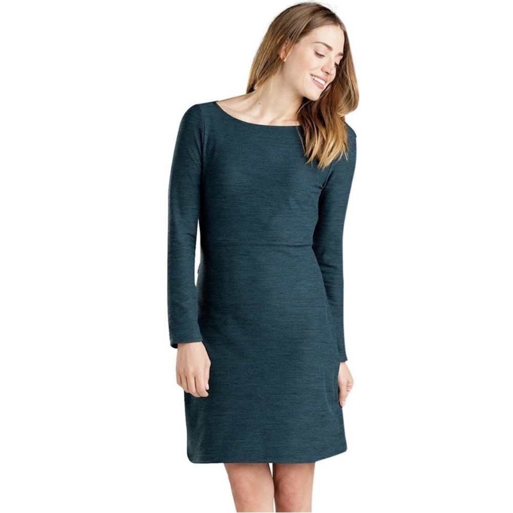Toad&Co Intermosso Dress Navy Blue Long Sleeve Zip Pocket Size Medium Toad & Co